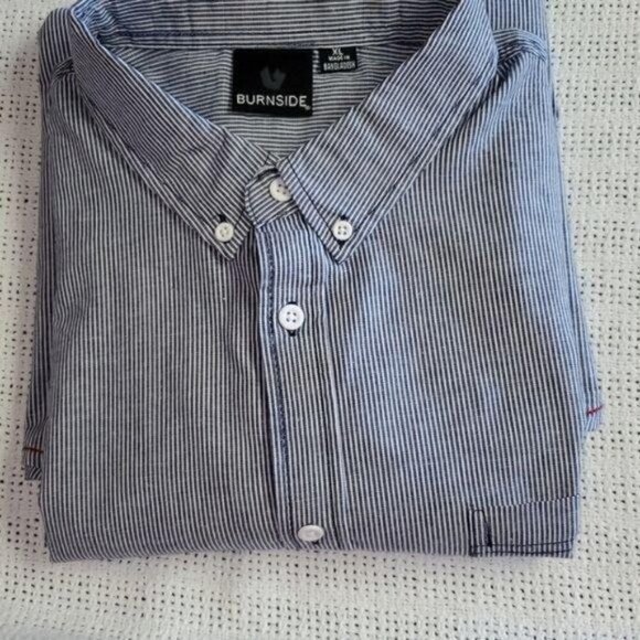 Burnside Blue Casual Button Down Long Sleeve‎ Sz XL Shirt - Picture 12 of 16